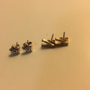 Brighton stud star earrings and wish bone earrings